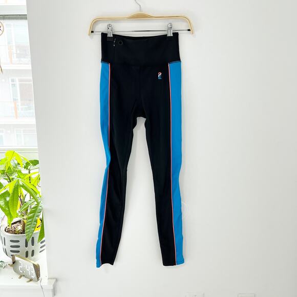 P.E. Nation Soulcycle Black & Blue Leggings Size Small - Picture 1 of 4